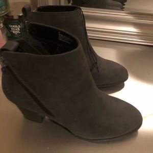 Gray heel boots